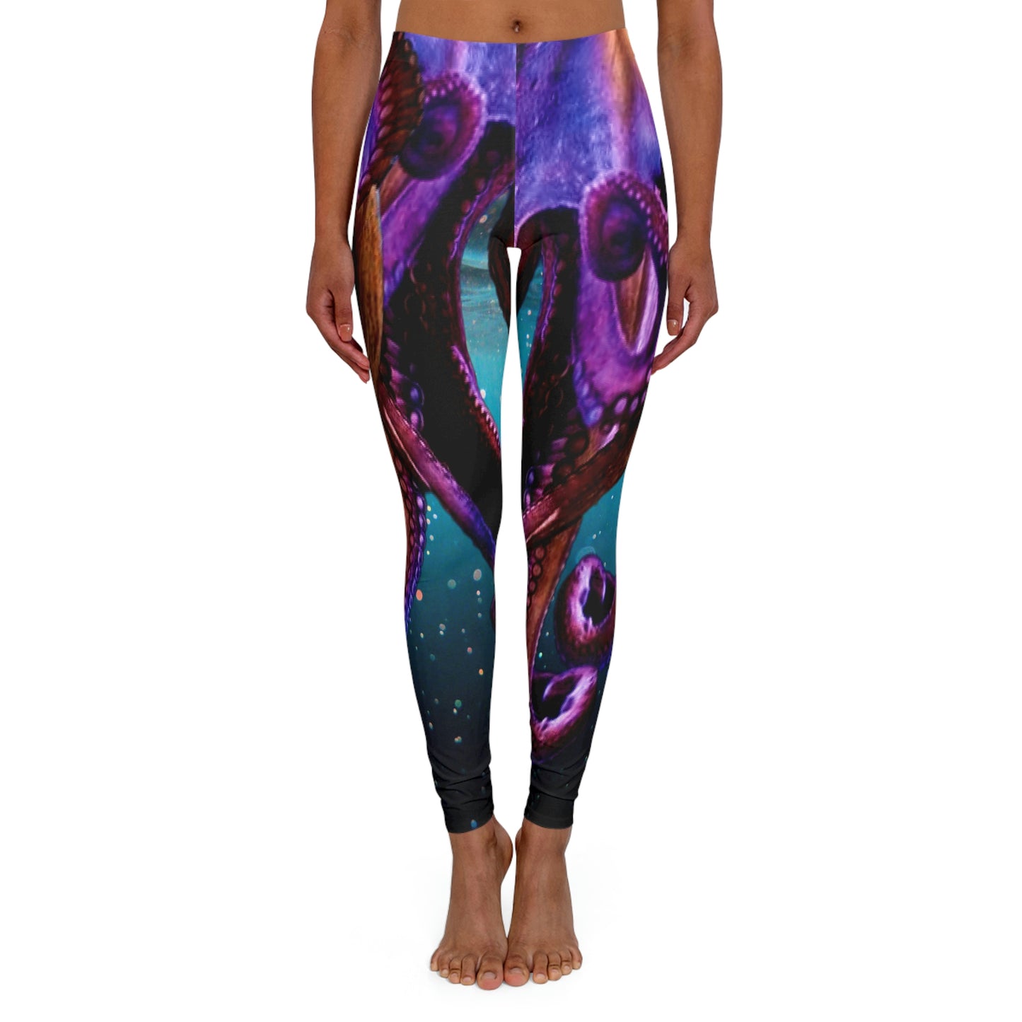 Octopus Beach Plus Size Leggings, One of a Kind Gift - Unique Workout Activewear tights for Mom fitness, Mothers Day, Girlfriend Christmas Gift