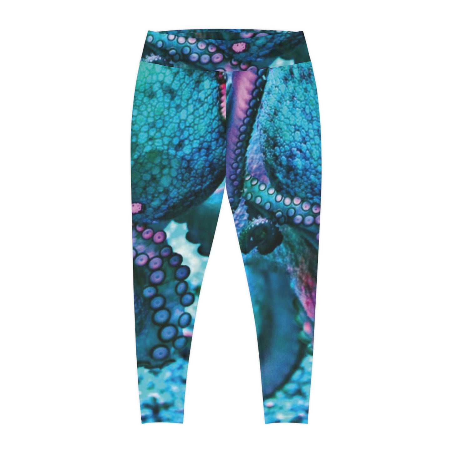 Octopus Beach Plus Size Leggings, One of a Kind Gift - Unique Workout Activewear tights for Mom fitness, Mothers Day, Girlfriend Christmas Gift