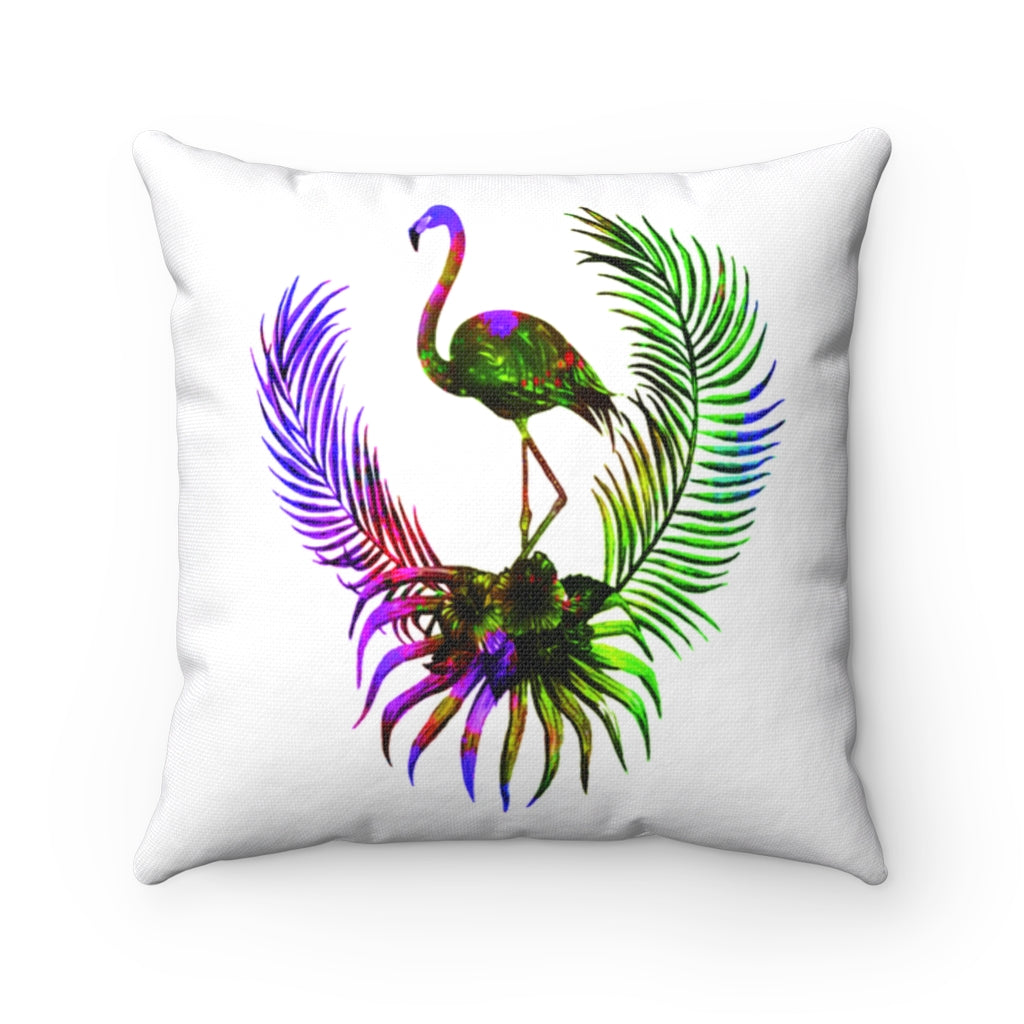 Flamingo Watercolor Spun Polyester Square Pillow