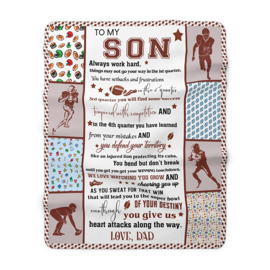 Football Sherpa Fleece Blanket (Son from Dad)