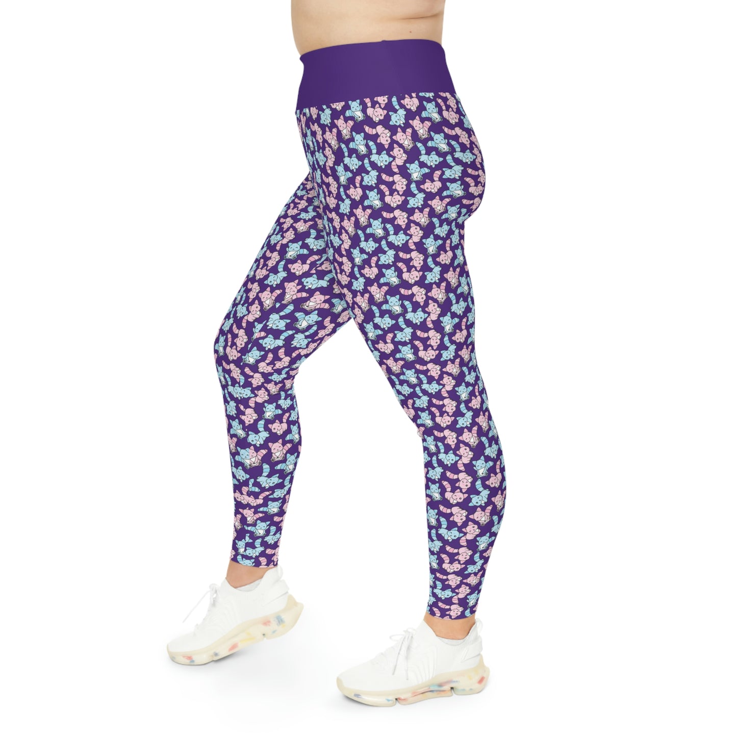 Cat Mom Plus Size Leggings One of a Kind Gift - Unique Workout Activewear tights for Mom fitness, Mothers Day, Girlfriend Christmas Gift