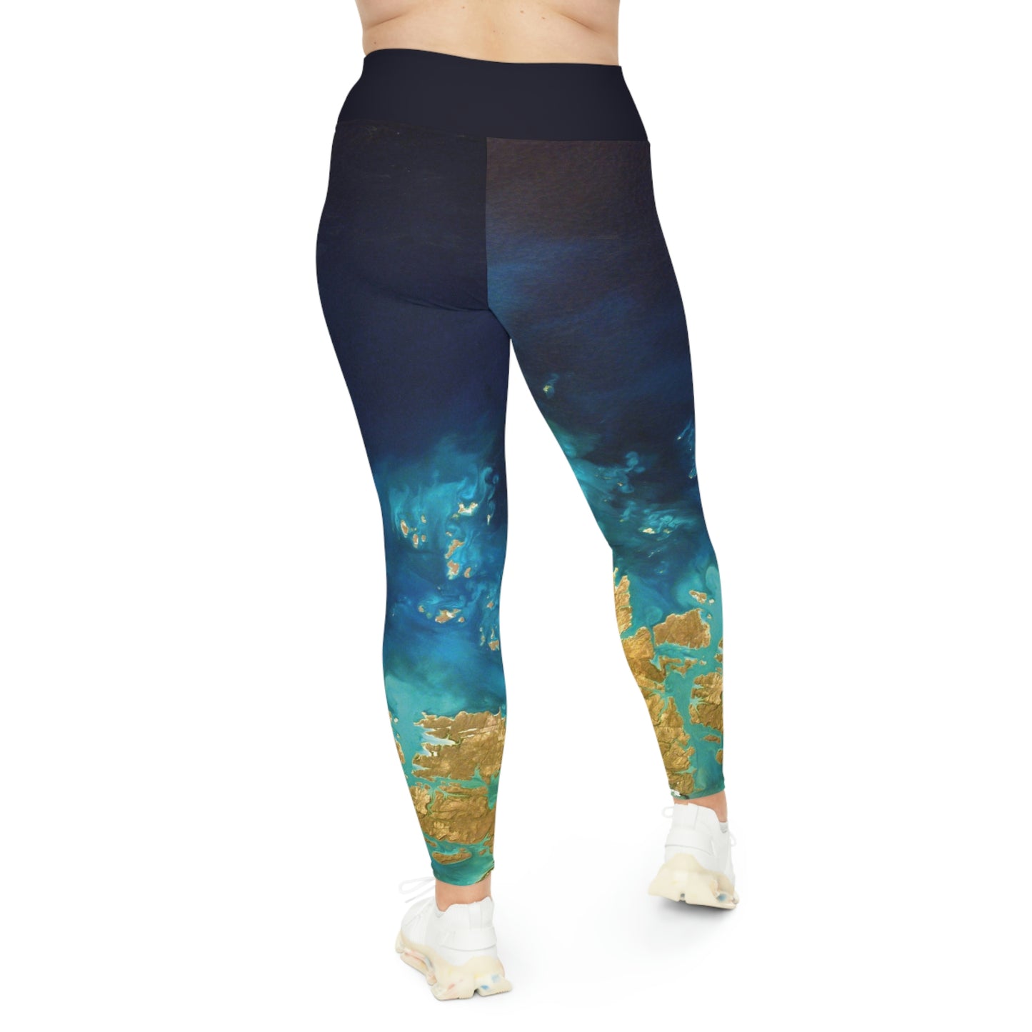 Abstract floral Pattern Plus Size Leggings, Turqoise teal leggings, marble style leggings,Abstract Leggings, Spandex Leggings