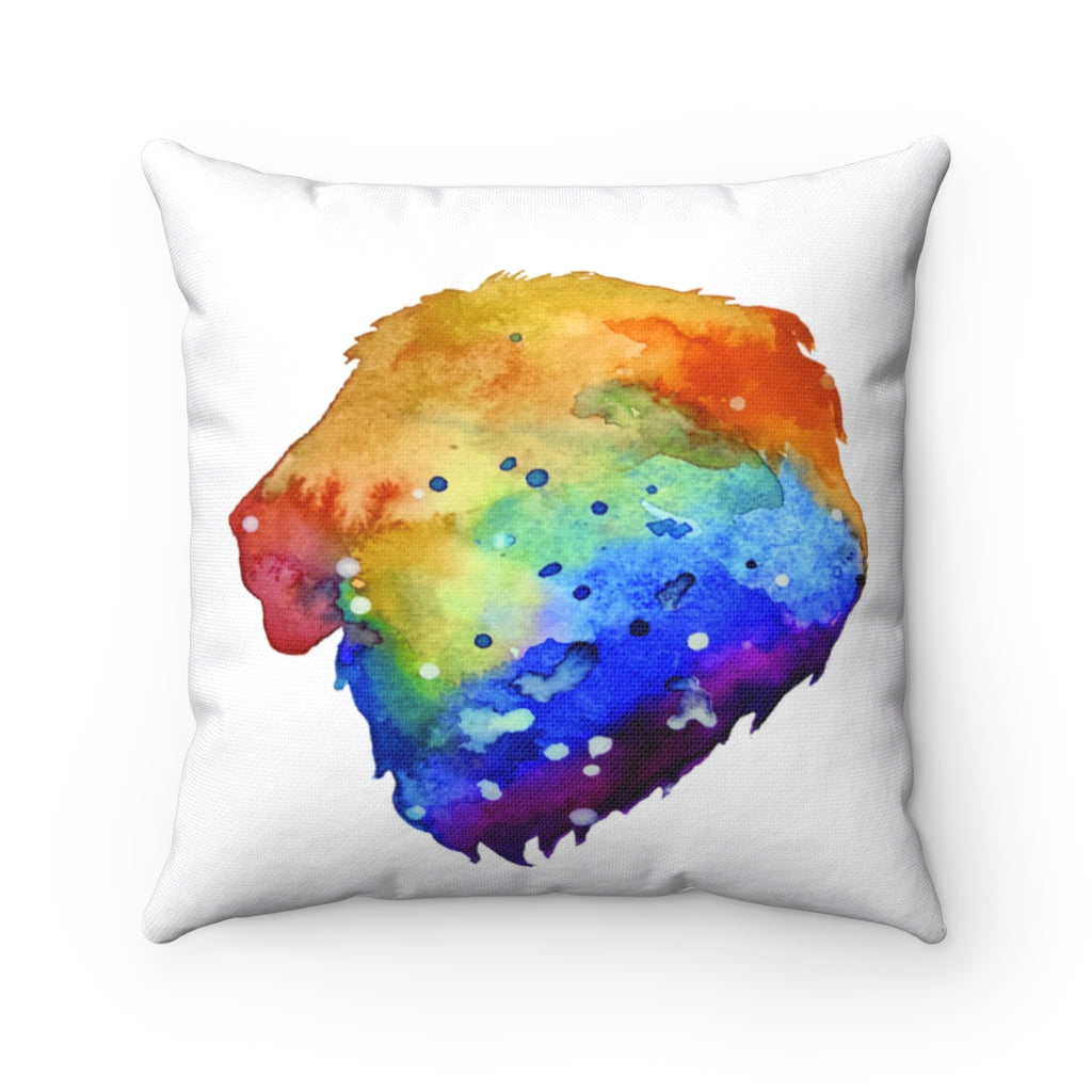 Lion pose Watercolor Spun Polyester Square Pillow