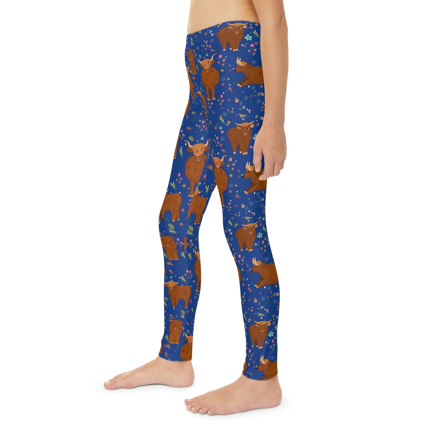 Highland Cows Cute  Farm Animal Kingdom Youth Leggings, One of a Kind Gift - Workout Activewear tights for kids, Granddaughter, Niece Christmas Gift