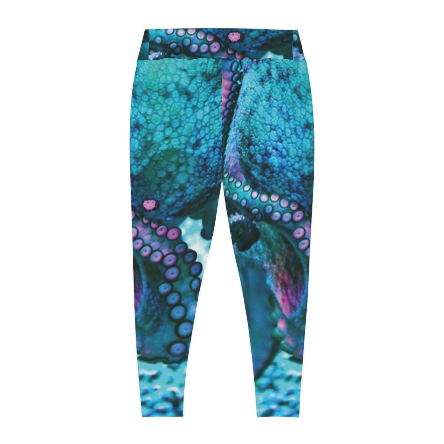 Octopus Beach Plus Size Leggings, One of a Kind Gift - Unique Workout Activewear tights for Mom fitness, Mothers Day, Girlfriend Christmas Gift