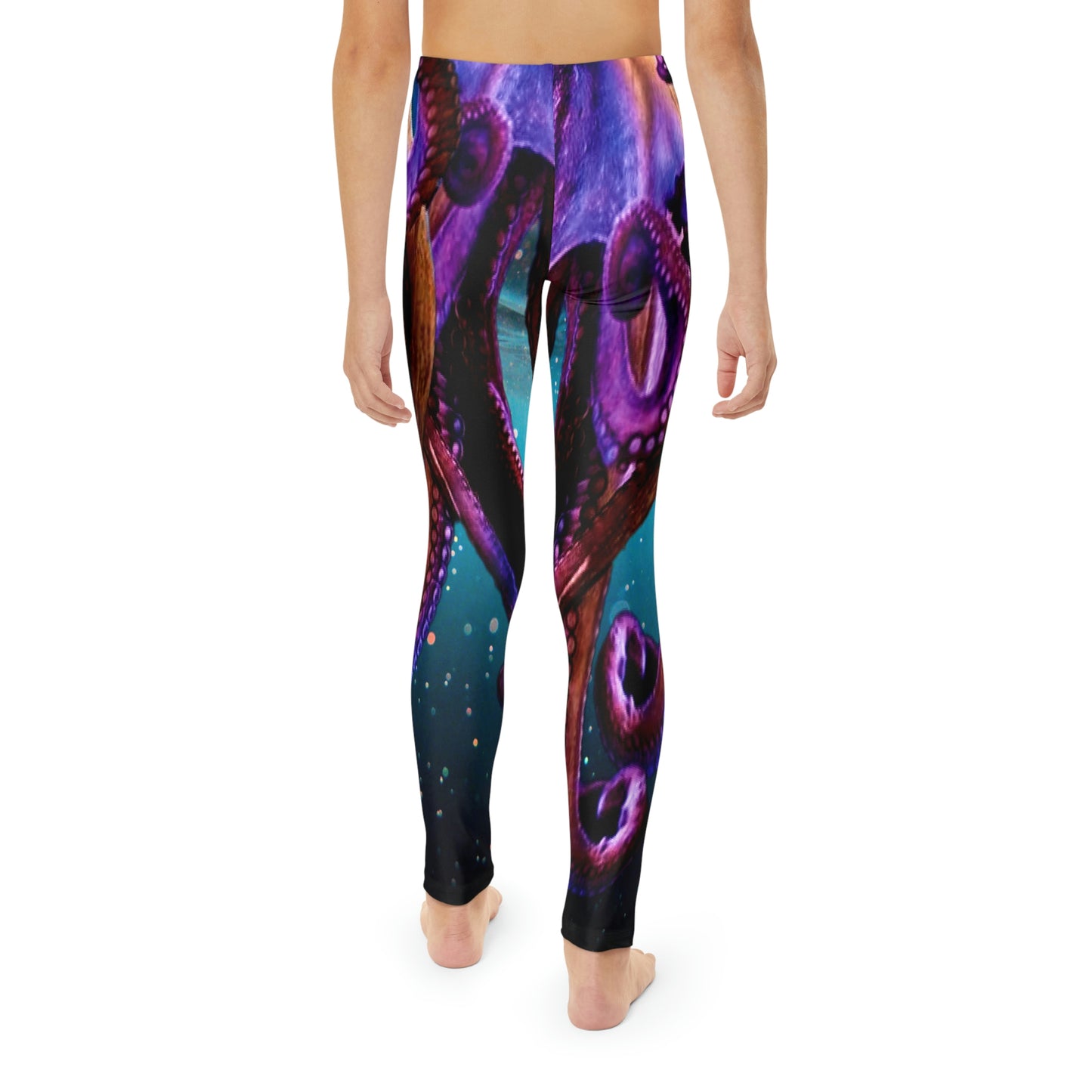 Octopus Beach Youth Leggings, One of a Kind Gift - Unique Workout Activewear tights for kids fitness, Daughter, Niece Christmas Gift