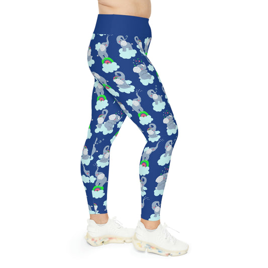 Elephant Plus Size Leggings animal kingdom, One of a Kind Workout Activewear for Wife Fitness, Best Friend, mom and me tights Christmas Gift