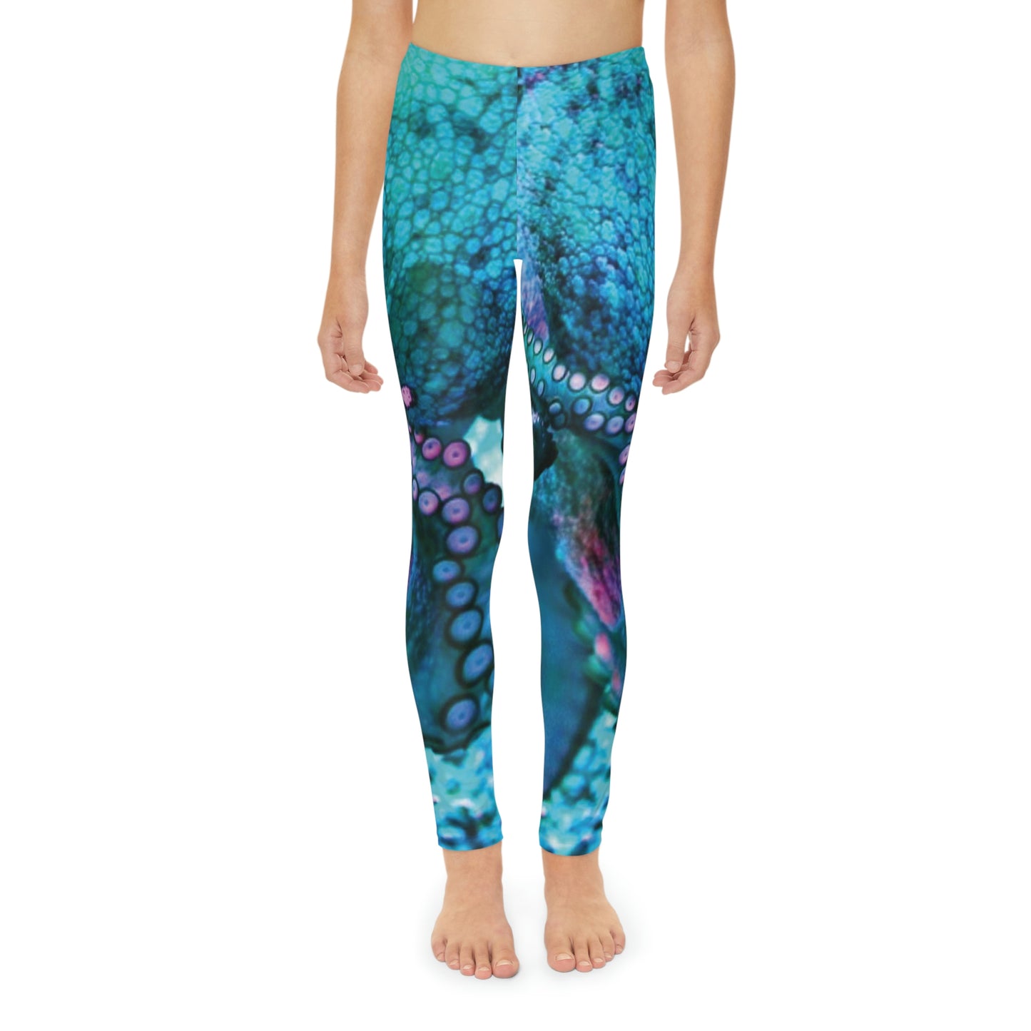 Octopus Beach Youth Leggings, One of a Kind Gift - Unique Workout Activewear tights for kids fitness, Daughter, Niece Christmas Gift