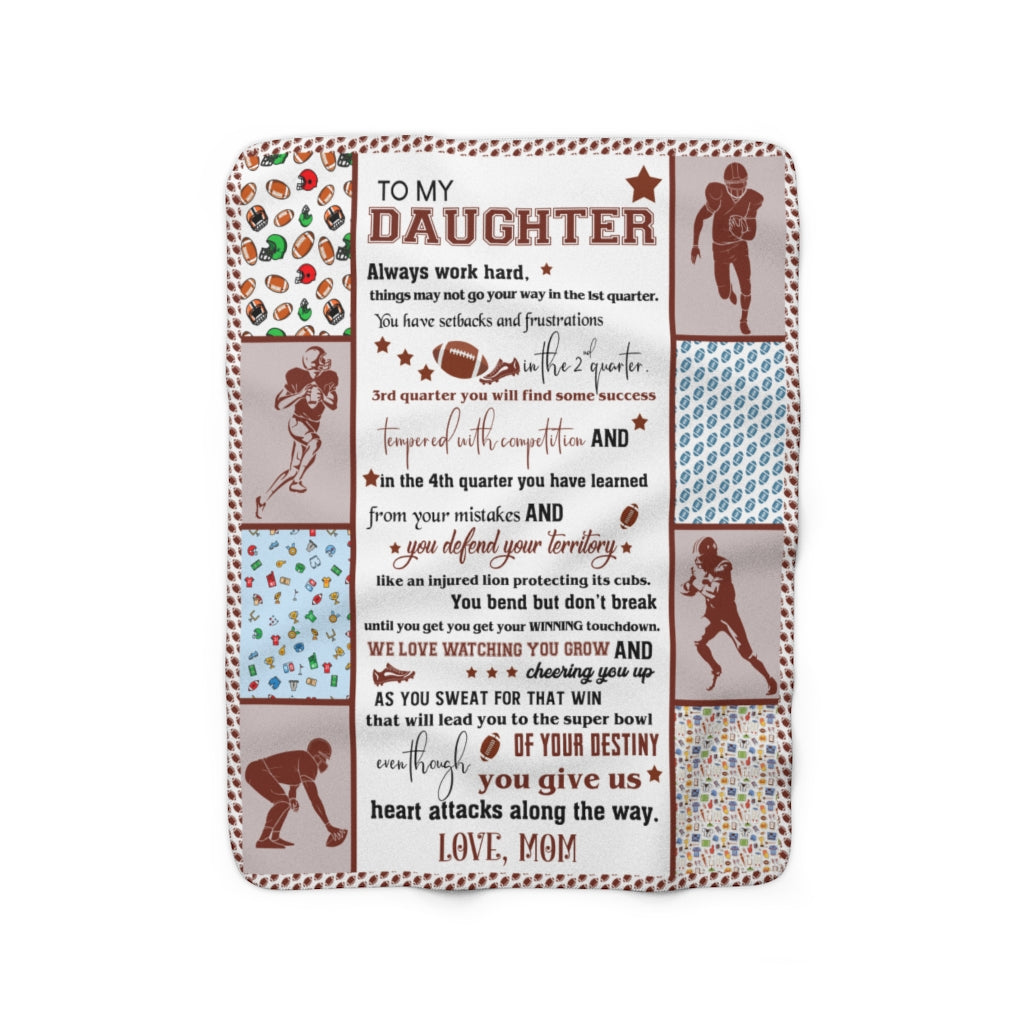 Daughter Football Sherpa Fleece Blanket (Daughter from Mom)