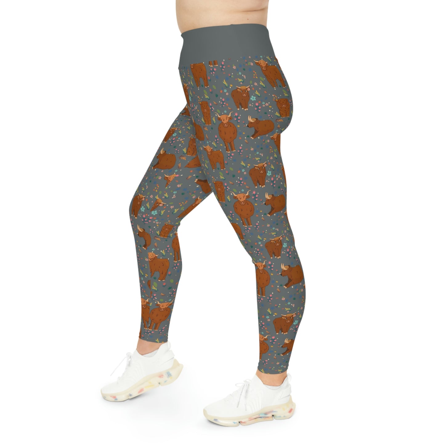 Highland cows Plus Size Leggings, animal kingdom, One of a Kind Workout Activewear for Wife Fitness, Girlfriend mom and me tights Christmas Gift