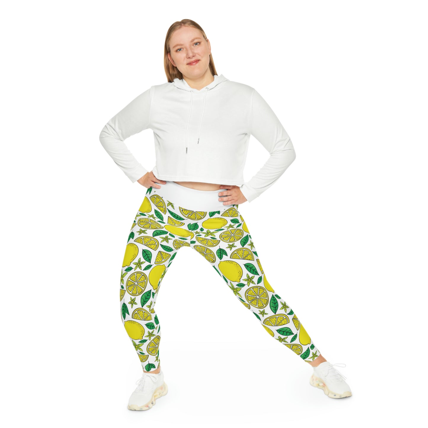 Lemon Summer Plus Size Leggings One of a Kind Gift - Unique Workout Activewear tights for Mom fitness, Mothers Day, Girlfriend Christmas Gift