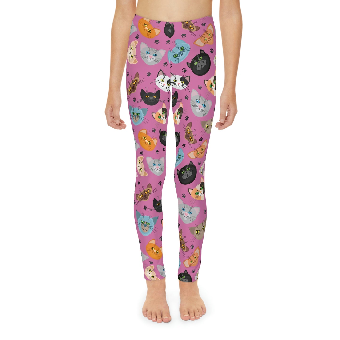 Cat Lovers Youth Leggings,  One of a Kind Gift - Unique Workout Activewear tights for  kids Fitness , Daughter, Niece  Christmas Gift