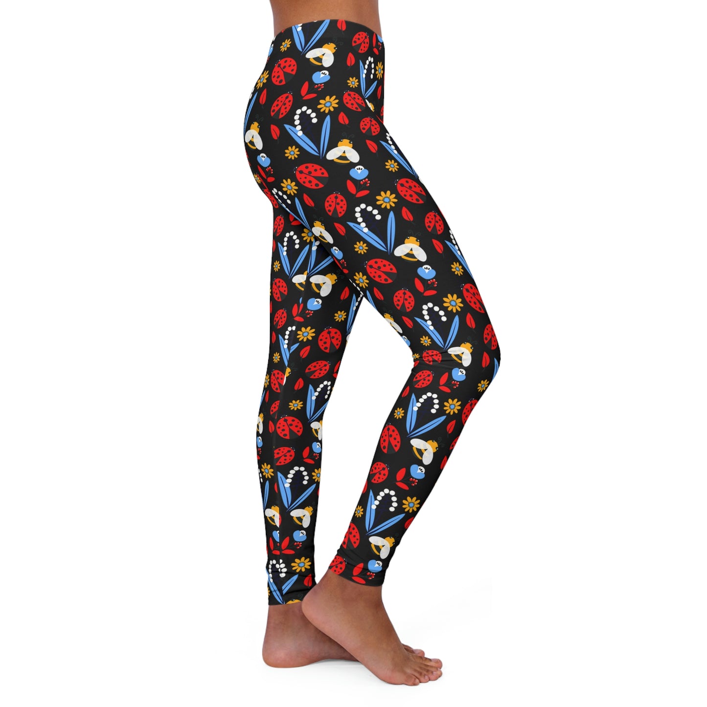 Ladybugs Cute Summer Women Leggings, One of a Kind Gift - Unique Workout Activewear tights for Wife, Girlfriend, Mothers Day Gift