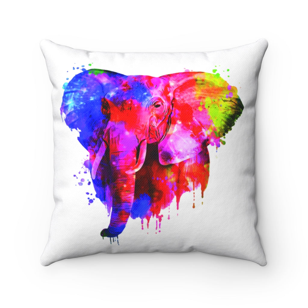 Elephant watercolor Spun Polyester Square Pillow