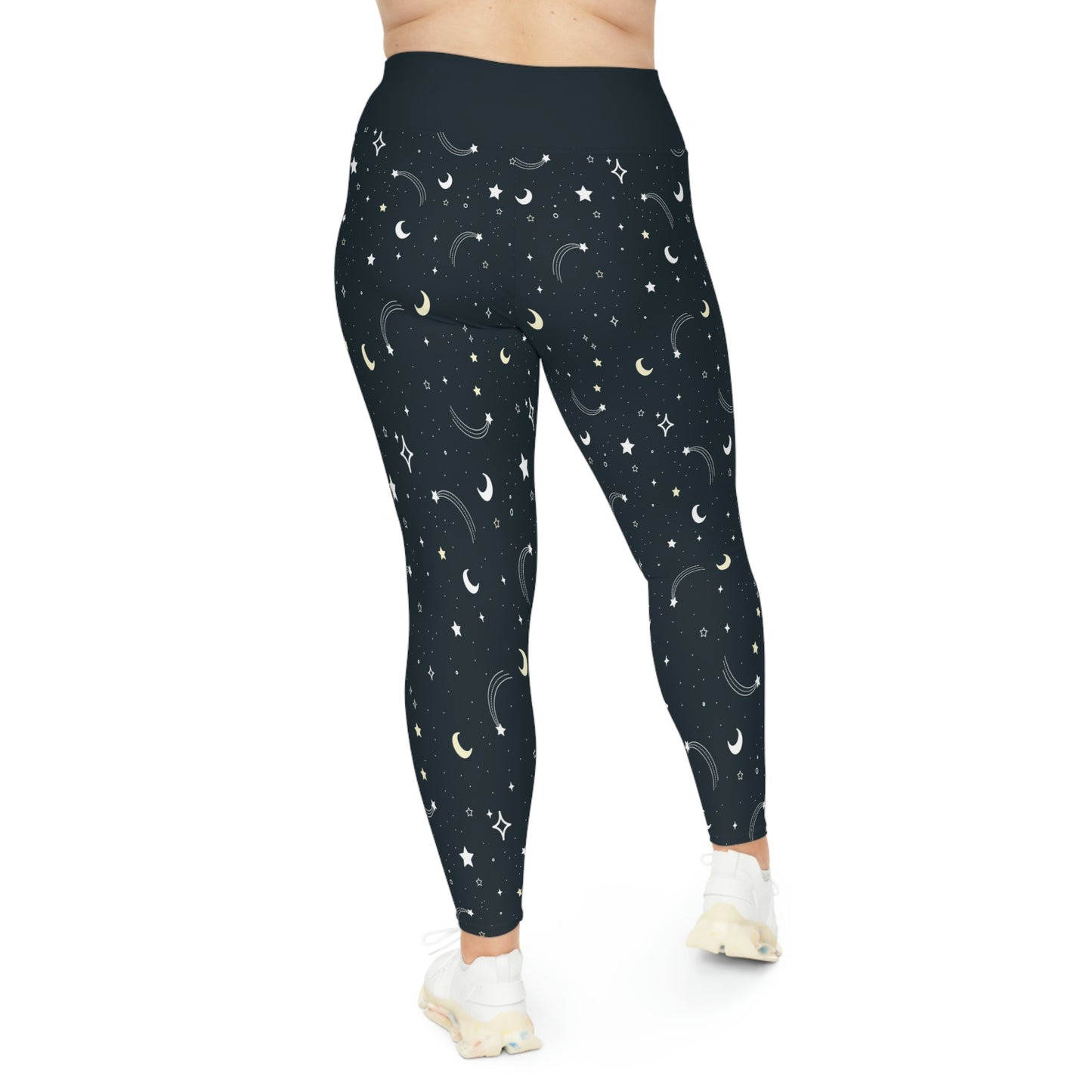 Celestial Moon Stars Plus Size Leggings One of a Kind Unique Workout Activewear tights for Mom fitness, Mothers Day, Girlfriend Christmas Gift