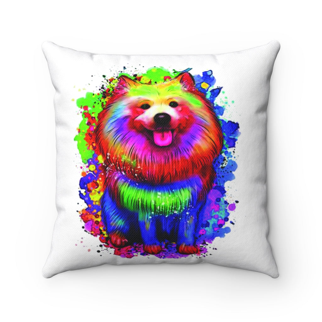 Racy Dog Watercolor Spun Polyester Square Pillow