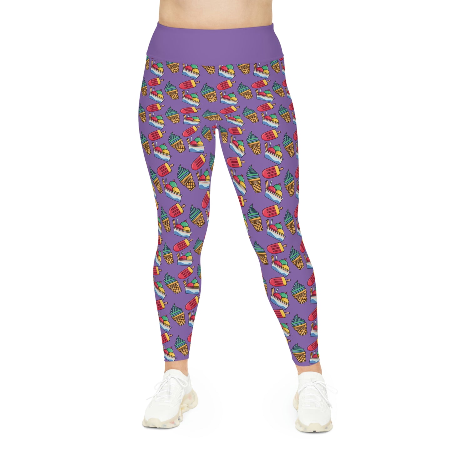 Ice Cream Scoop Cute Summer Plus Size Leggings, One of a Kind Gift - Workout Activewear tights for Mothers Day, Girlfriend