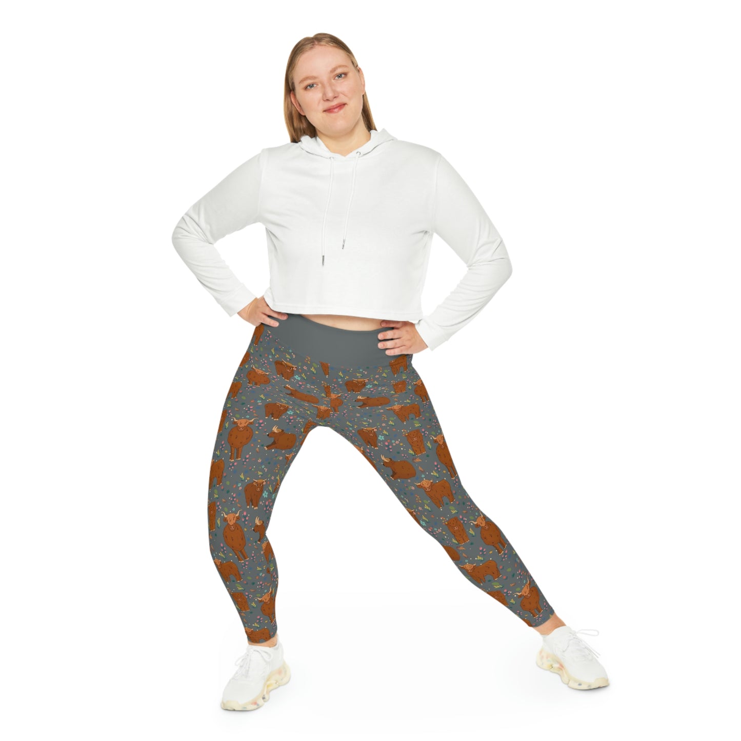 Highland cows Plus Size Leggings, animal kingdom, One of a Kind Workout Activewear for Wife Fitness, Girlfriend mom and me tights Christmas Gift