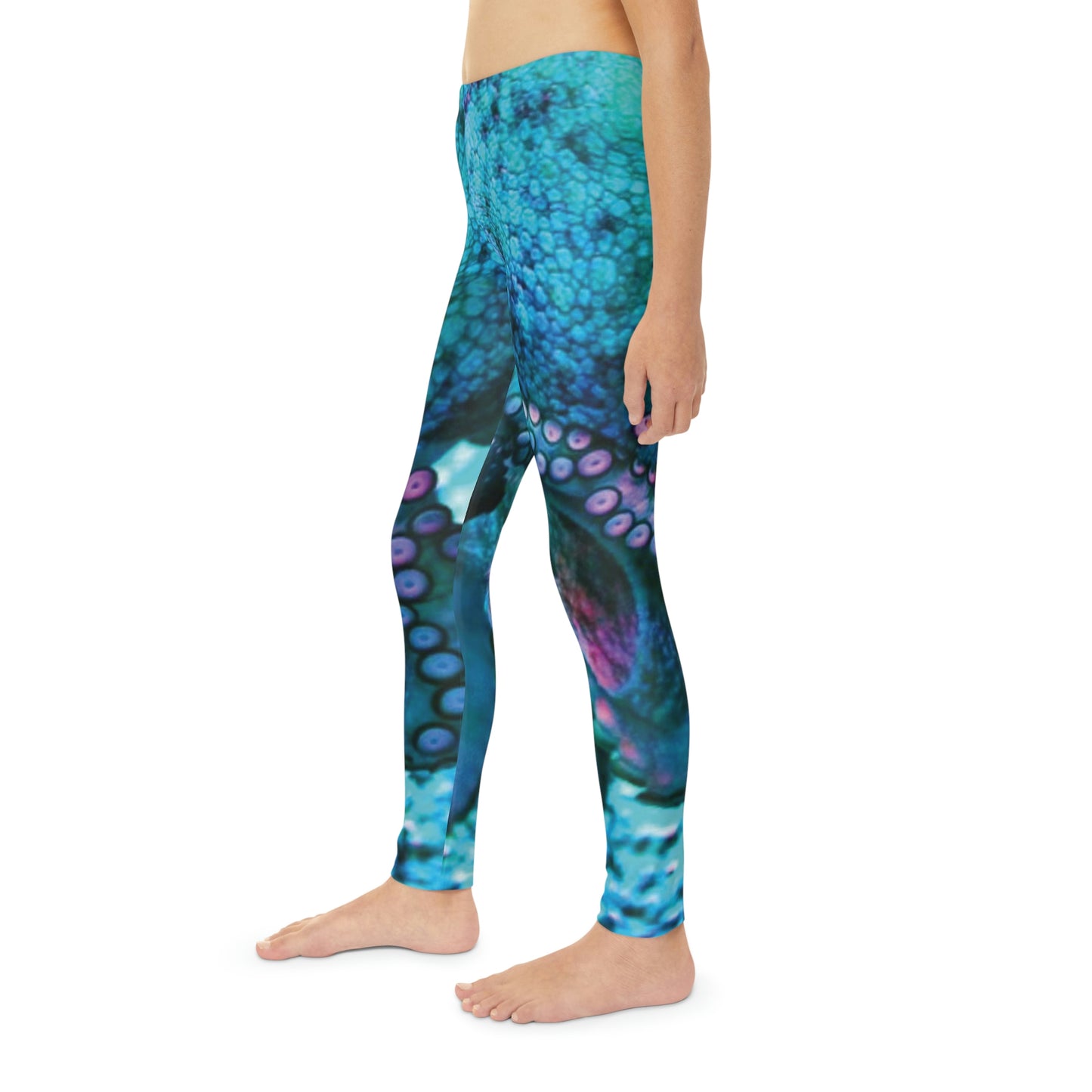 Octopus Beach Youth Leggings, One of a Kind Gift - Unique Workout Activewear tights for kids fitness, Daughter, Niece Christmas Gift