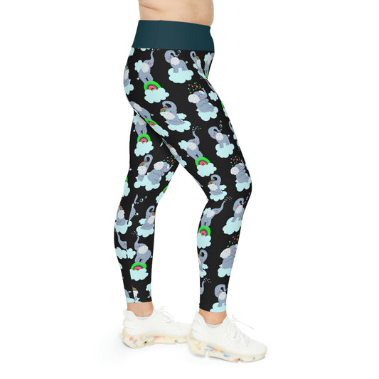 Elephant Plus Size Leggings animal kingdom, One of a Kind Workout Activewear for Wife Fitness, Best Friend, mom and me tights Christmas Gift