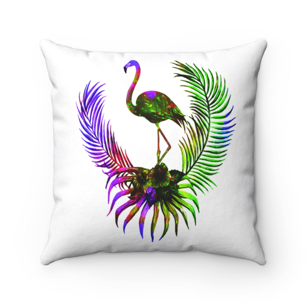 Flamingo Watercolor Spun Polyester Square Pillow