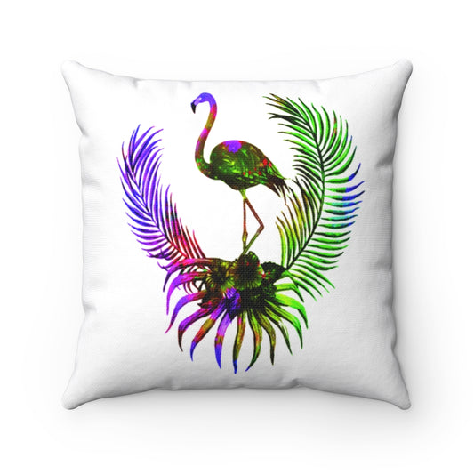 Flamingo Watercolor Spun Polyester Square Pillow