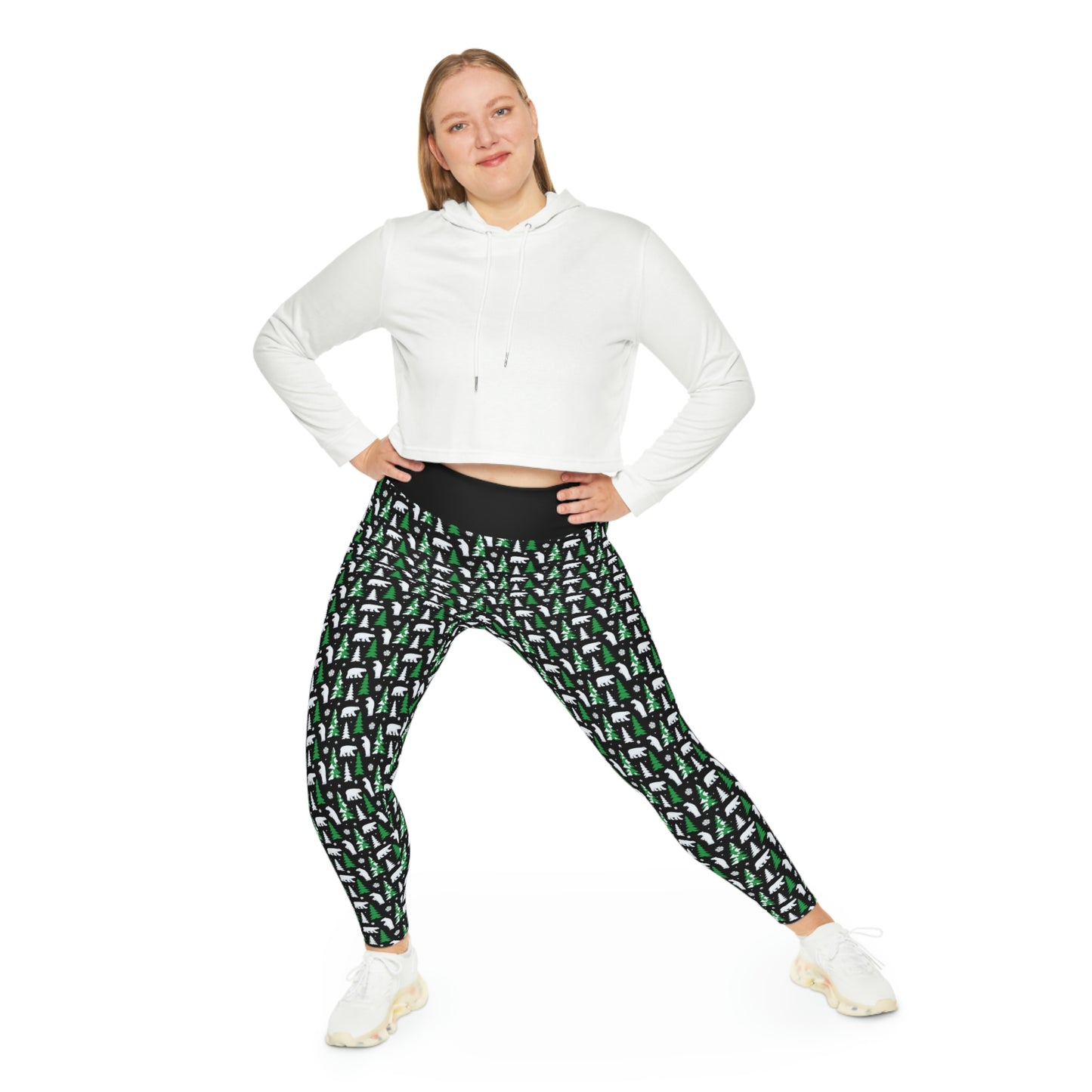 Bear Christmas Plus Size Leggings One of a Kind Gift - Unique Workout Activewear tights for Mom fitness, Mothers Day, Girlfriend Christmas Gift