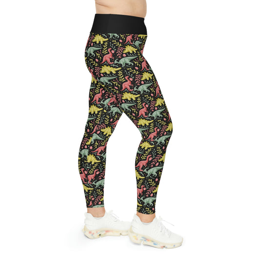 Plus Size Dinosaur Trex Jurassic Park Leggings, One of a Kind - Workout Activewear tights for Wife, Best Friend . Mothers Day or Christmas Gift