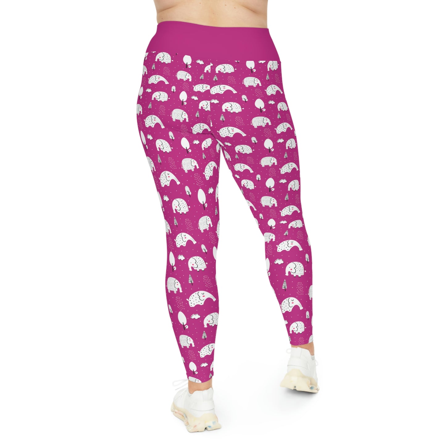 Elephant Safari Plus Size Leggings One of a Kind Gift - Unique Workout Activewear tights for Mom fitness, Mothers Day, Girlfriend Christmas Gift