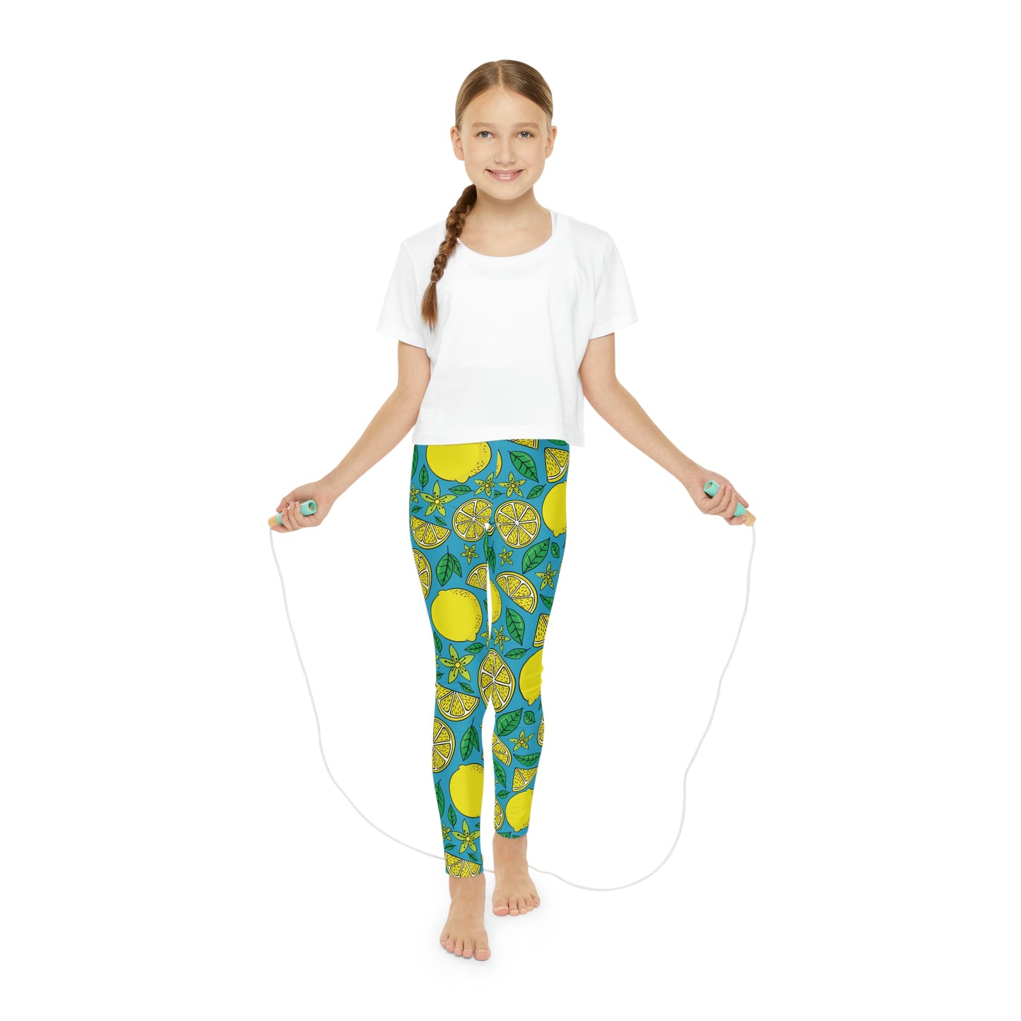 Lemon Fruit Leggings, Summer Kids Preteen, Teen Leggings Youth Full-Length Leggings