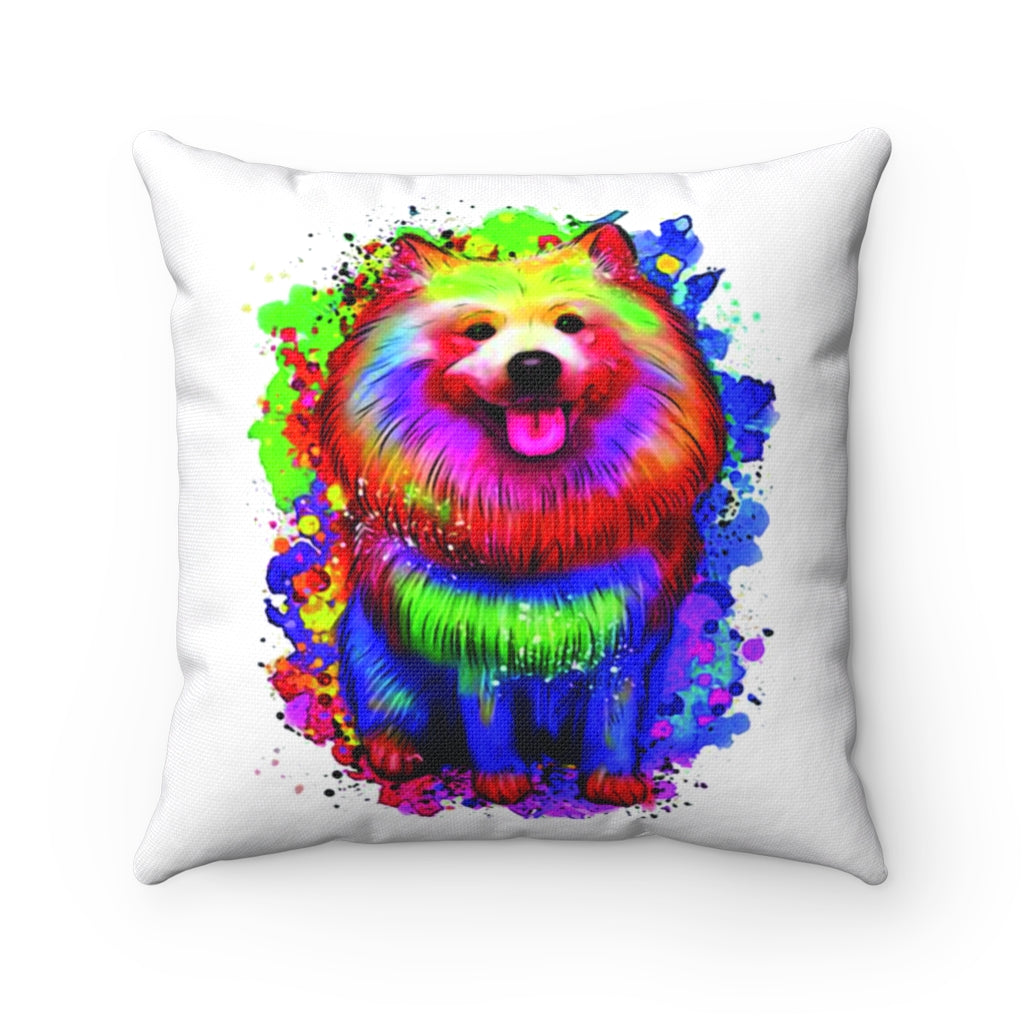 Racy Dog Watercolor Spun Polyester Square Pillow