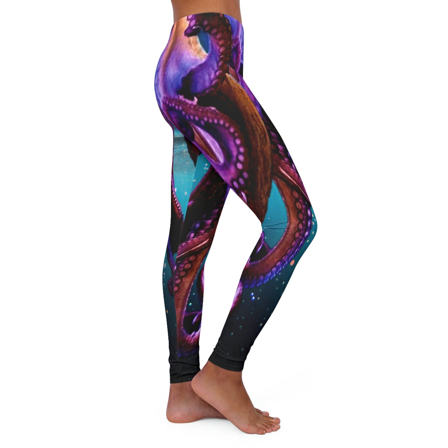 Octopus Beach Plus Size Leggings, One of a Kind Gift - Unique Workout Activewear tights for Mom fitness, Mothers Day, Girlfriend Christmas Gift