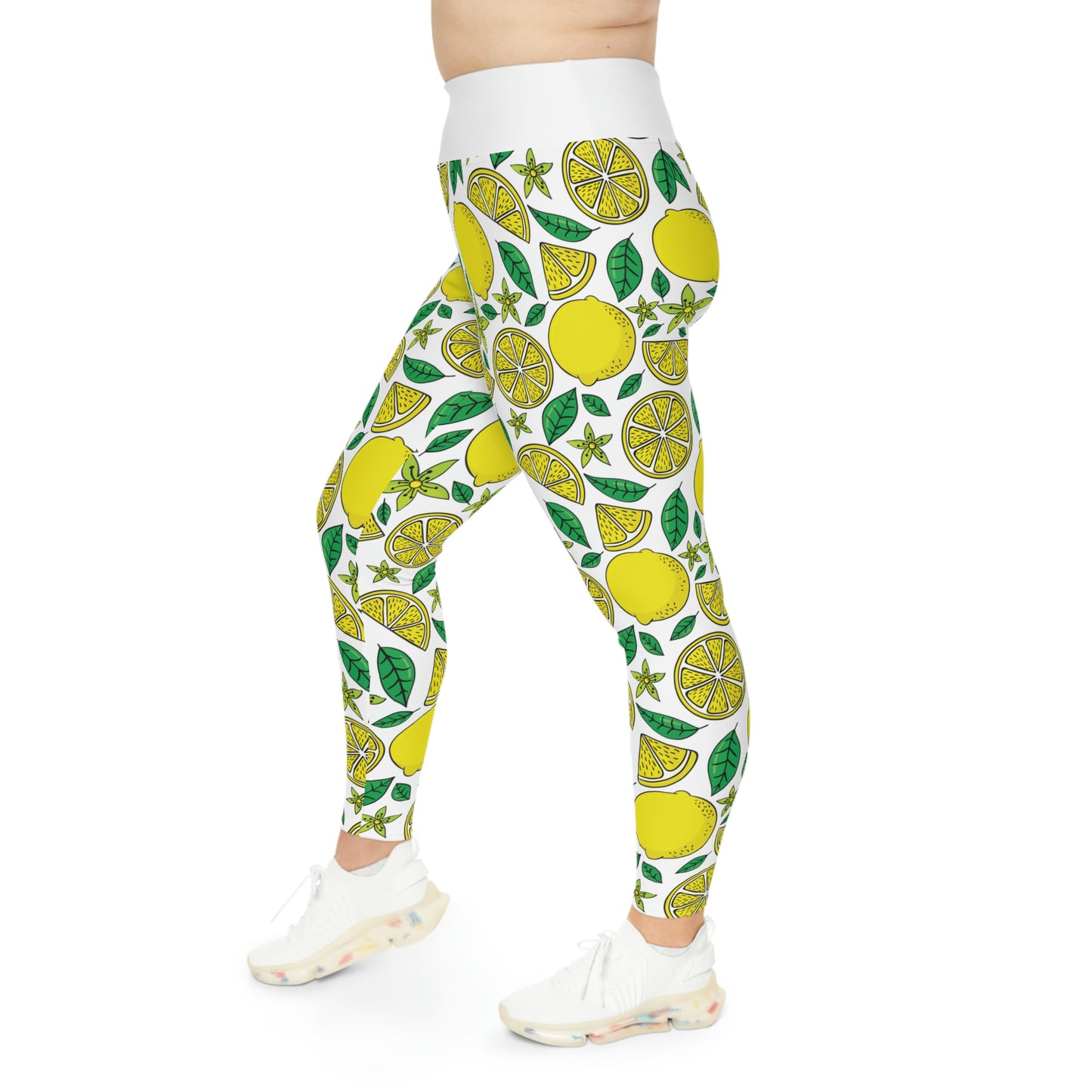 Lemon Summer Plus Size Leggings One of a Kind Gift - Unique Workout Activewear tights for Mom fitness, Mothers Day, Girlfriend Christmas Gift