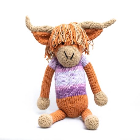 Highland Cow handmade crochet knit stuffed Doll, Montessori Play, Nursery Decor, Baby Shower Gifts . Granddaughter, niece, nephew & grandson