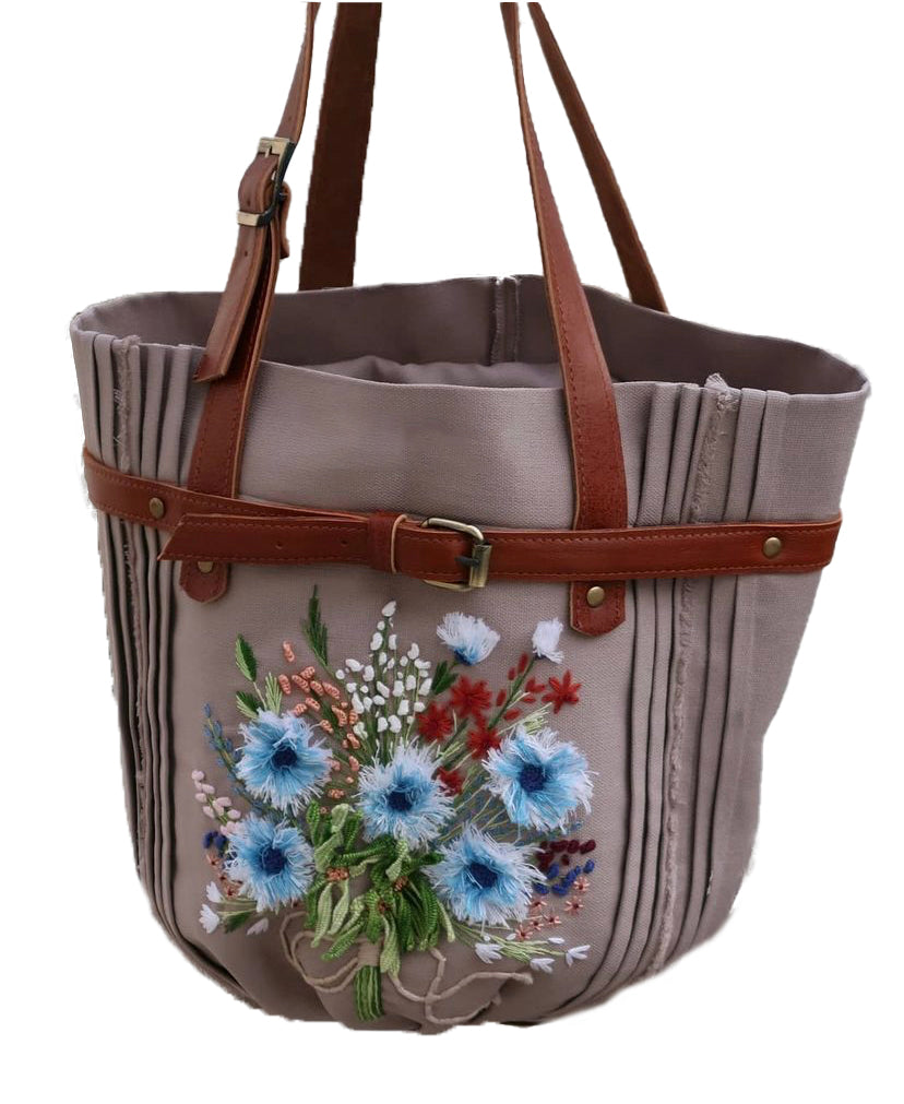 Embroidered  Bucket Tote Bag