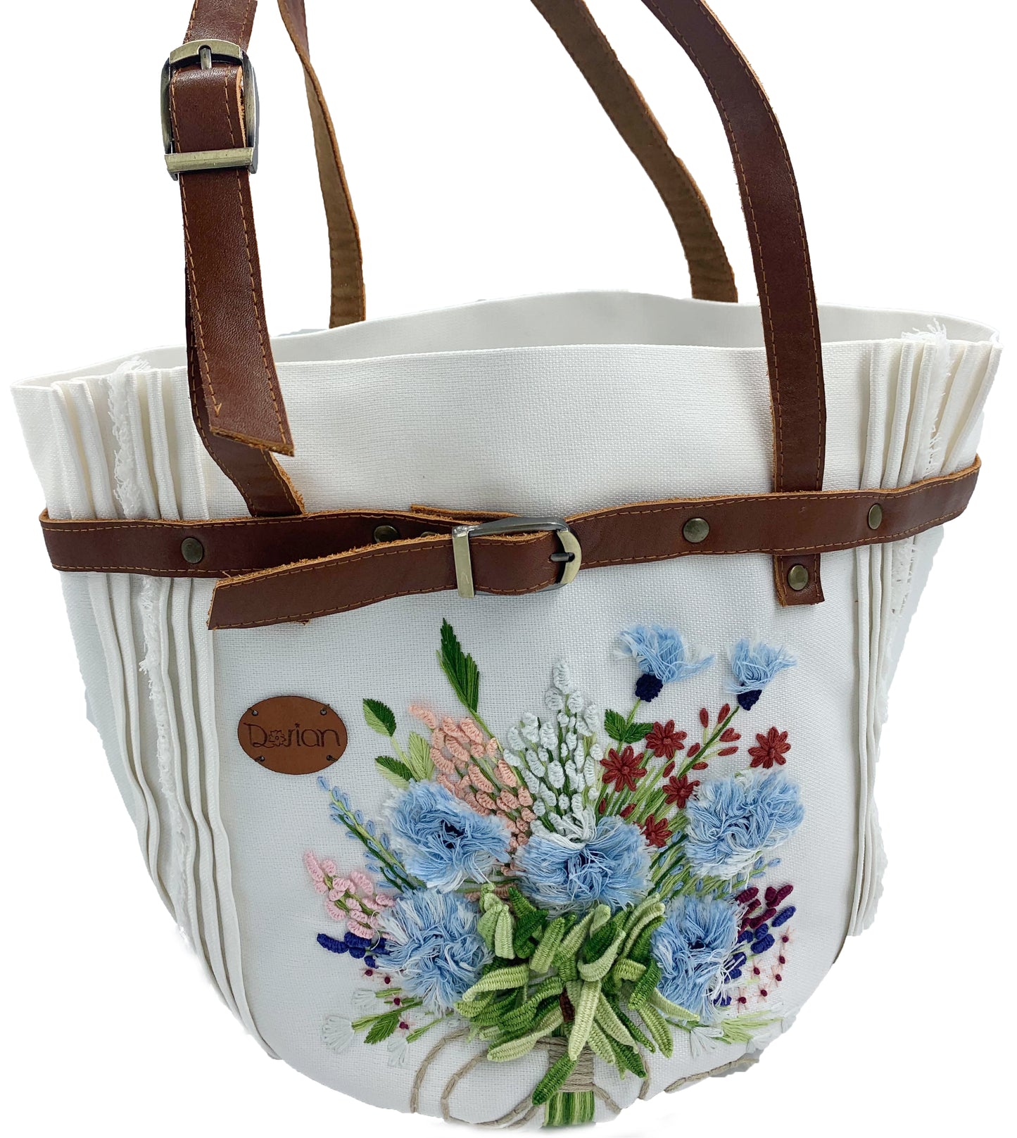 Embroidered  Bucket Tote Bag