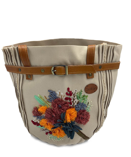 Embroidered  Bucket Tote Bag