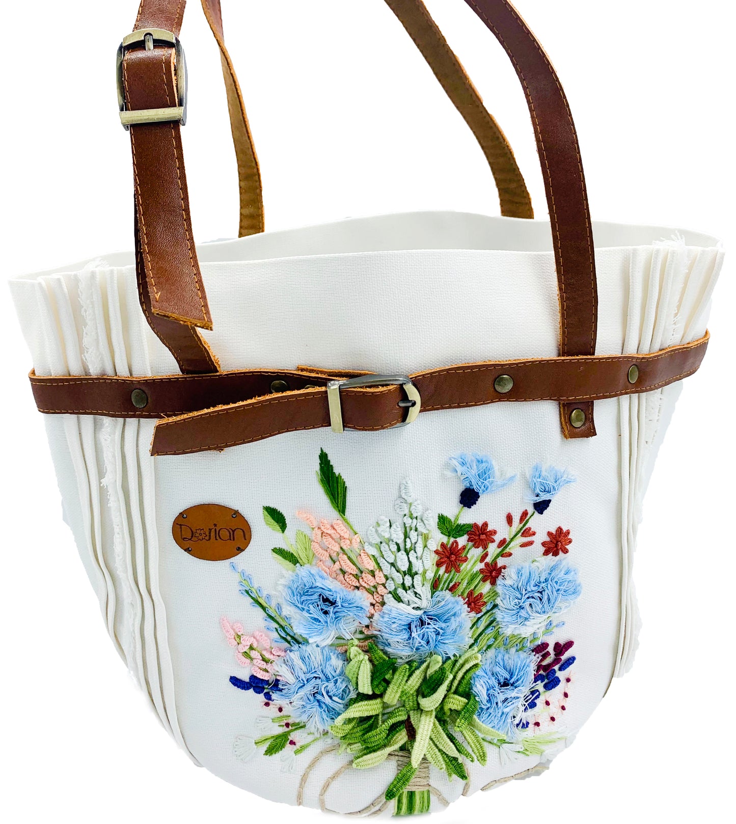 Embroidered  Bucket Tote Bag