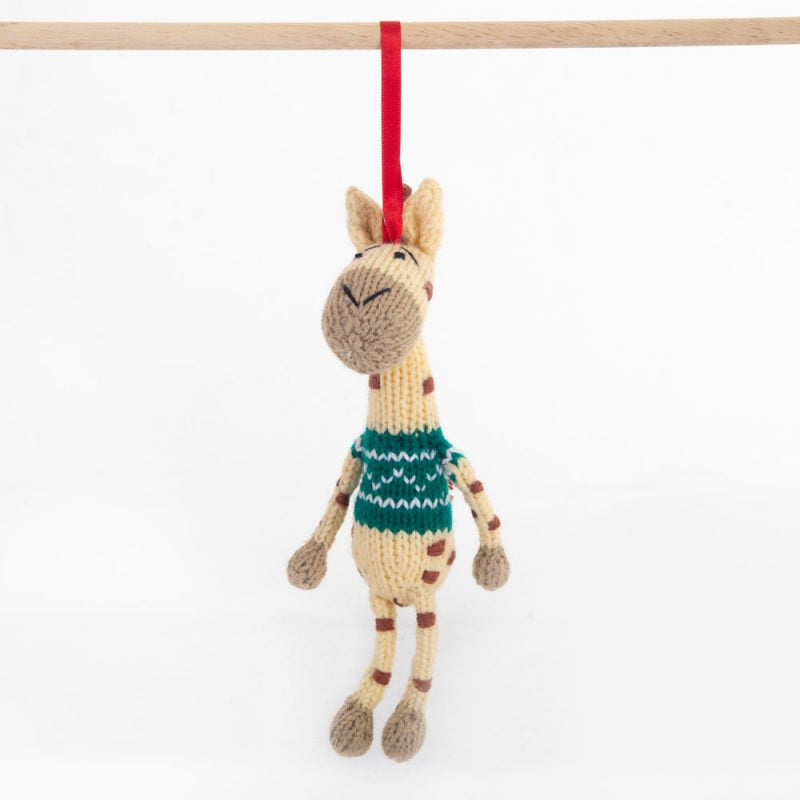 Giraffe Green Christmas Crochet ornament  Amigurumi Cute Desk Decor Toy, Baby's First Nativity, Stocking Stuffer, Unique Festive Decor