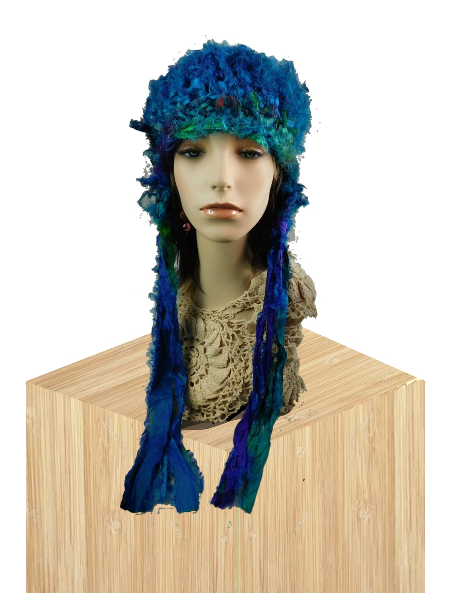 100% Handmade felted hat  made with recycled materials