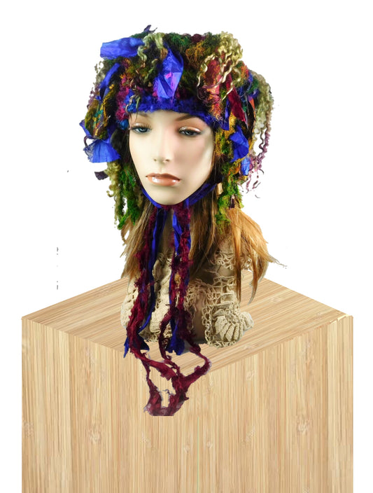 100% Handmade felted hat  made with recycled materials