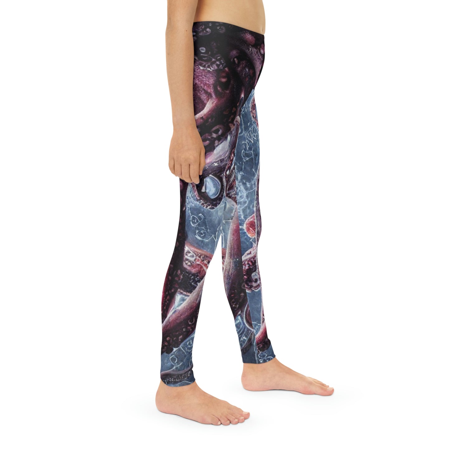 Octopus Beach Youth Leggings, One of a Kind Gift - Unique Workout Activewear tights for kids fitness, Daughter, Niece Christmas Gift