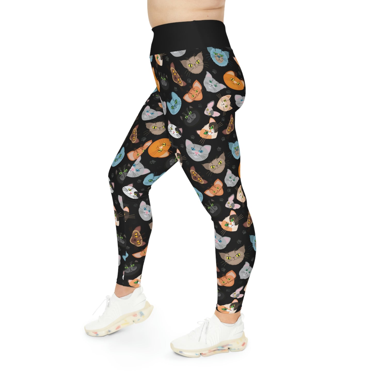 Cat Mom Plus Size Leggings One of a Kind Gift - Unique Workout Activewear tights for Mom fitness, Mothers Day, Girlfriend Christmas Gift