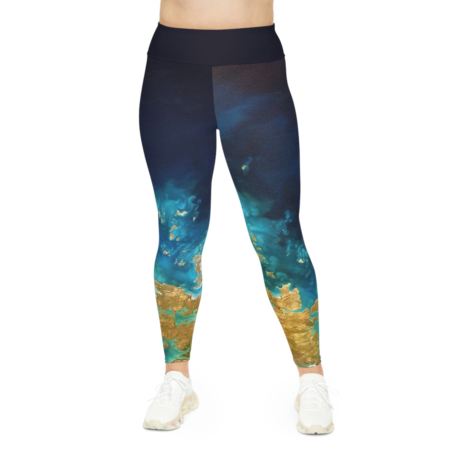 Abstract floral Pattern Plus Size Leggings, Turqoise teal leggings, marble style leggings,Abstract Leggings, Spandex Leggings