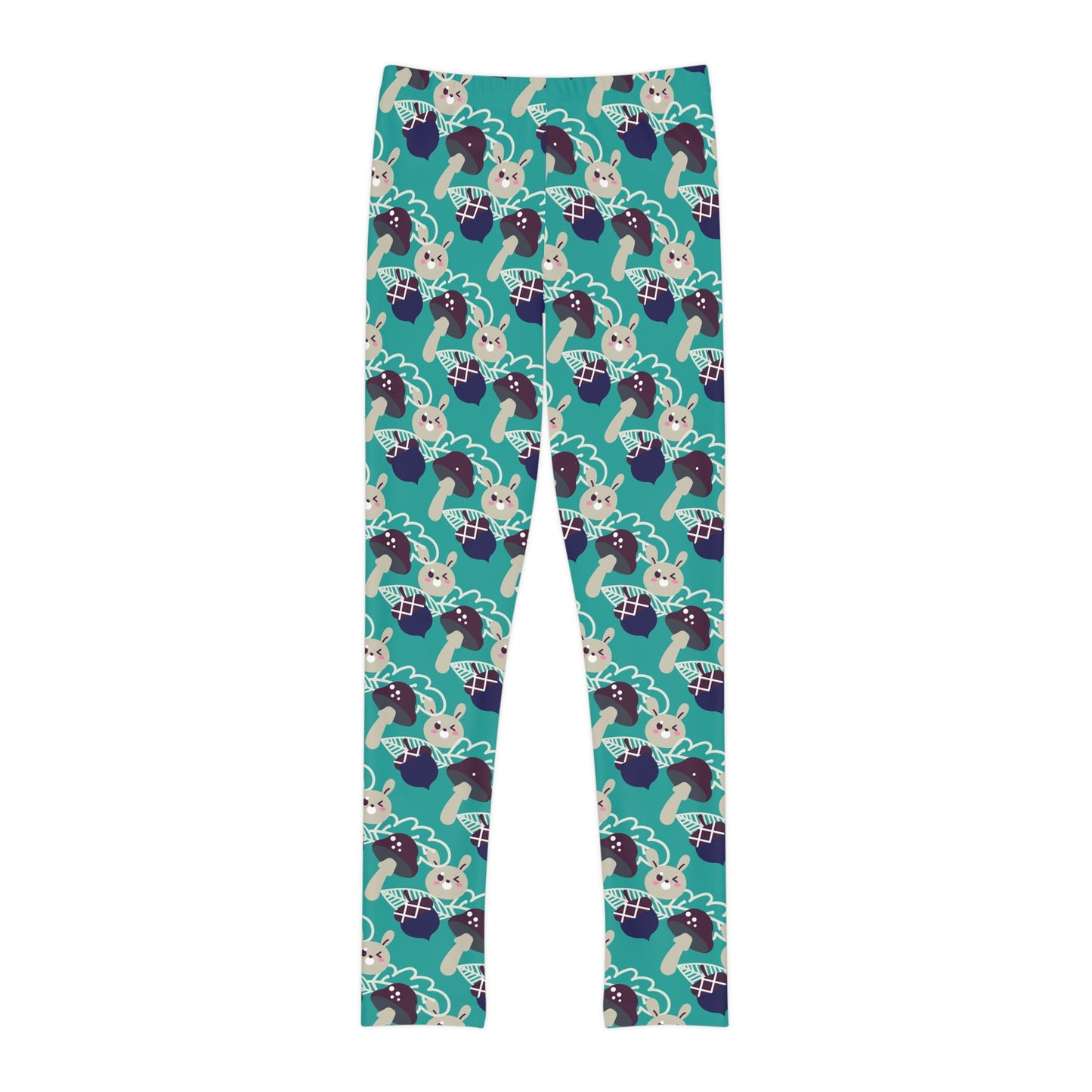 Bunny Mushrooms Youth Leggings,  One of a Kind Gift - Unique Workout Activewear tights for  kids Fitness , Daughter, Niece  Christmas Gift