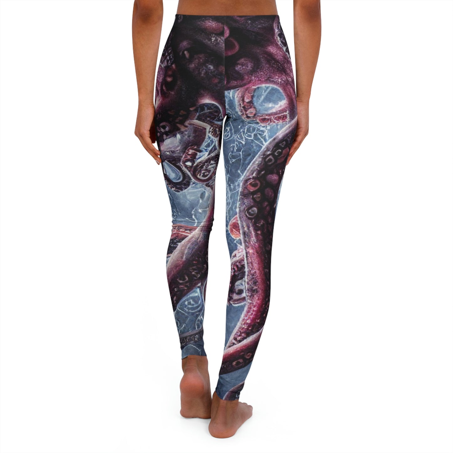 Octopus Beach Plus Size Leggings, One of a Kind Gift - Unique Workout Activewear tights for Mom fitness, Mothers Day, Girlfriend Christmas Gift