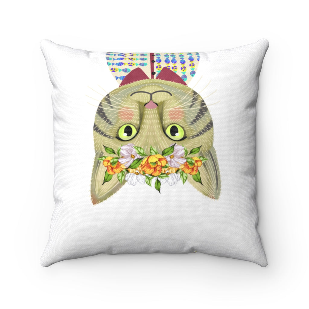 Cat watercolor Spun Polyester Square Pillow