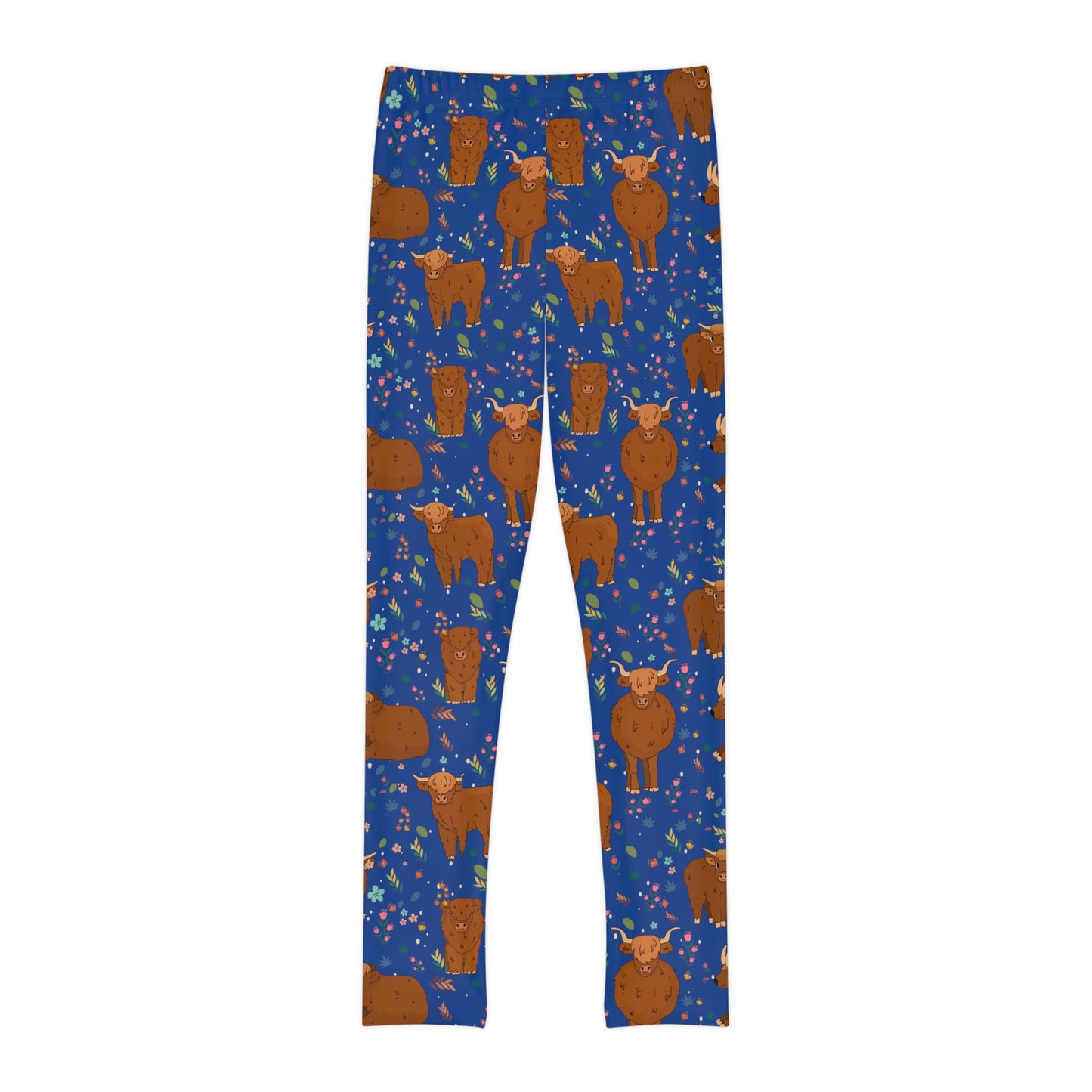 Highland Cows Cute  Farm Animal Kingdom Youth Leggings, One of a Kind Gift - Workout Activewear tights for kids, Granddaughter, Niece Christmas Gift