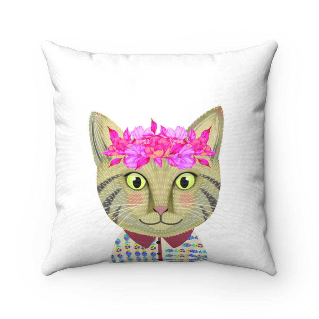 Cat Spun Polyester Square Pillow