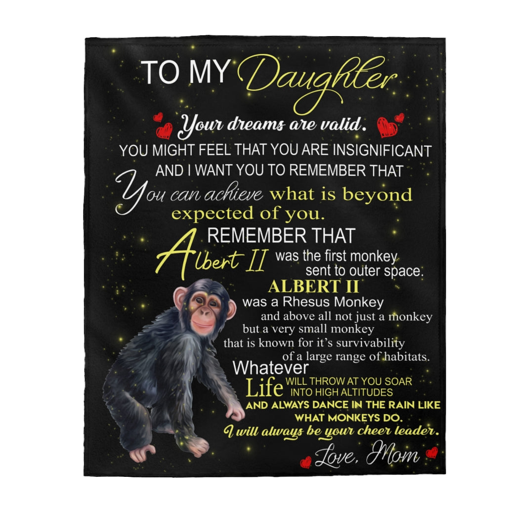 Albert the Monkey Velveteen Plush Blanket (Daughter from Mom)